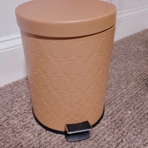 Tan Patterned Pedal Trash Bin